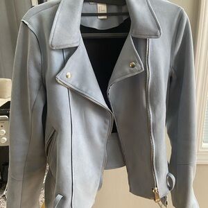 Women's Icy Blue Motor Suede Jacket